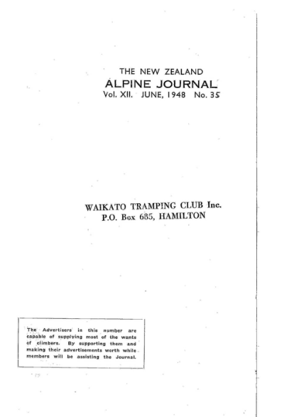 New Zealand Alpine Journal 1948 Vol 12 No 35 cover